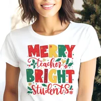 Merry Teacher Bright Students Christmas Tri-Blend Shirt