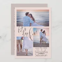 Coral Modern 3 Photo Lets Do This Save the Date Invitation
