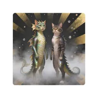 Mythical Cat-Dragon Creatures Metal Print