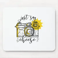 Vintage Camera Just Say Cheese Mouse Pad