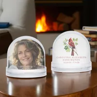 Cardinal Elegant Memorial Photo Tribute Snow Globes