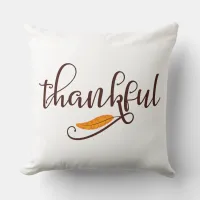 Feather Boho Native Thankful Typography Throw Pillow