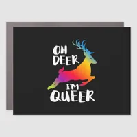 Oh Deer Queer Pride Minimal Artistic Style  Car Magnet
