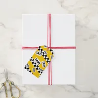 Yellow Taxi Cab Driver Checkerboard Pattern Gift Tags