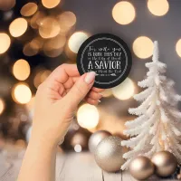 Rustic Chalkboard Christmas Bible Verse Typography Classic Round Sticker