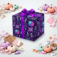 Neon Purple Skeleton Disco Pattern Wrapping Paper
