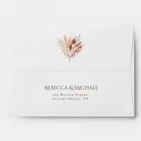 Boho Watercolor Pampas Grass Wildflower Wedding Envelope