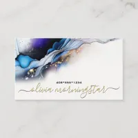 Stunning Blue Gold Ultra Liquid Alcohol Ink  Business Card