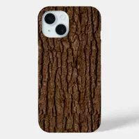 Rustic Faux Piece of Wood Grain Tree Bark iPhone 15 Case