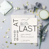 Minimal Funny Modern Floral Dusty Blue and Buff  Invitation