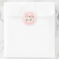 Spooky One Cute Pink Ghost & Bows 1st Birthday Classic Round Sticker