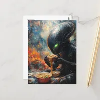 Alien Eating Noodles Postcard