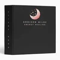 Celestial Rose Gold Moon and Stars Logo 3 Ring Binder