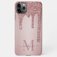 Rose Gold Luxury Glam Glitter Drips Monogram iPhone 11Pro Max Case