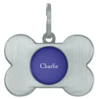 Custom Personalized Name Photo Art Deep Blue Pet ID Tag