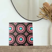 Pretty Pink Boho Mosaic Geometric Pattern Ceramic Tile