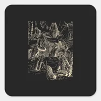 Cottagecore Goblincore Pond Snail Swimming Frog Square Sticker