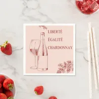 Liberté Égalité Chardonnay Funny Wine Illustration Napkins