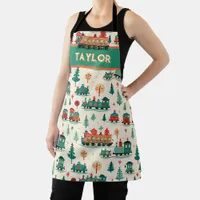 Personalized Vintage Train Christmas Apron