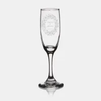 Sunflowers, Peonies, Forget me not Wreath Wedding Champagne Flute