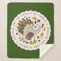 Thanksgiving Turkey Autumn Fall Green Cute  Sherpa Blanket