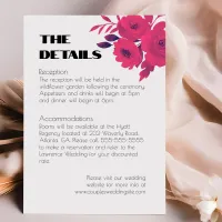 Hot Pink & Dark Purple Floral Wedding Enclosure Card