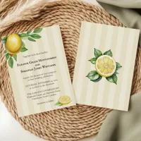 Watercolor Lemon Yellow Citrus Rustic Wedding Invitation