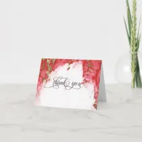Modern Coral Watercolor Geode BarefootBride™ Thank You Card