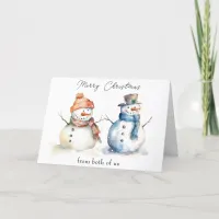 Snowman From Both Of Us Merry Christmas Greeting Holiday Card