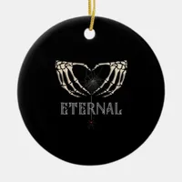 Skeleton Hands Heart Classic Ceramic Ornament