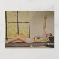 Relaxing Vintage woman 1957 weight loss ad Postcard