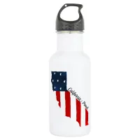 USA Bold Watercolor American Flag on California Stainless Steel Water Bottle