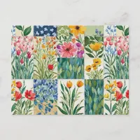 Patchwork Floral Patterned Pretty Picture Postcard