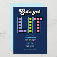 Arctic Pop Let’s Get Lit Retro Christmas Party Invitation