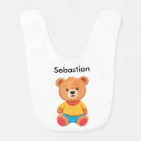 Cute Teddy Bear Simple Colorful Picture Baby Bib