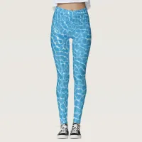 Blue Water Swimming Pool Waves Leggings