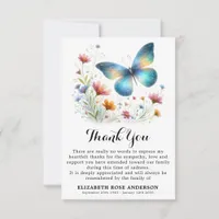 Elegant Butterfly Floral Memorial Sympathy Funeral Thank You Card