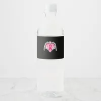 Breast Cancer Skeleton Hand Heart Sign Ribbon Awar Water Bottle Label
