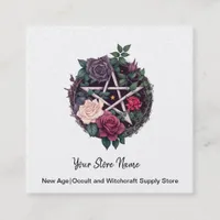 Roses and Pentagram Square Business Card