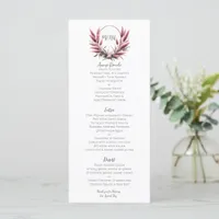 Coral Blush Pampas Coastal Beach Wedding  Menu