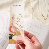 Minimalist Boho Pink Hills Floral Personalized Bookmarks