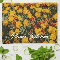 Yellow Red Tulips Mum's Kitchen Tea Towel