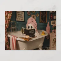 Ghost in the Bubblebath Reading Postcard