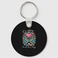 Its Ok To Not Ok Skeleton Hands With Heart Minimal Keychain