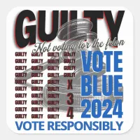 Vote Blue Not for the Felon Square Sticker