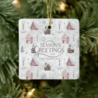 Cozy Home Christmas Pink ID985 Ceramic Ornament