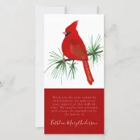 Cardinal Funeral Memorial Thank You Note