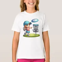 Cute Little Girl Disc Golf Cartoon  T-Shirt