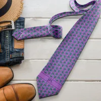 Blueberry Initial Vibrant Bold Modern Gift for Him Neck Tie