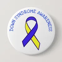 Down Syndrome Awareness Blue Yellow Ribbon Button